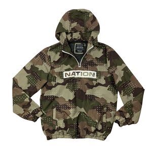 Parish Nation Jacket Mens M Camo Thread Collective Mesh Lined 1/4 Zip Hooded